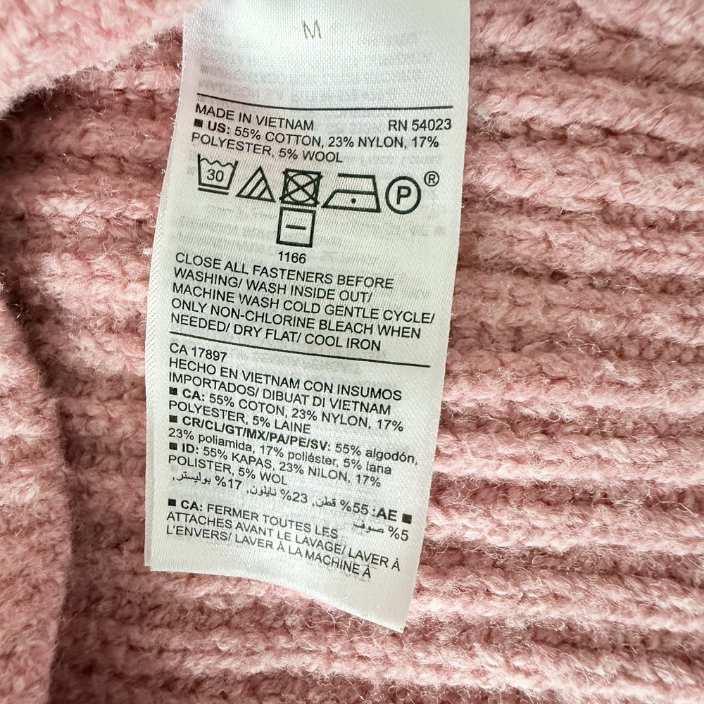 Old Navy Chunky Knit Cardigan Sweater Women M Medium Pink Cottage Prep College - Picture 6 of 7